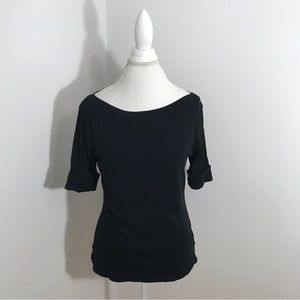 Lauren Ralph Lauren Large Black Boat Neck Top